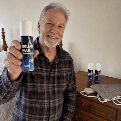 man showing roll on relief